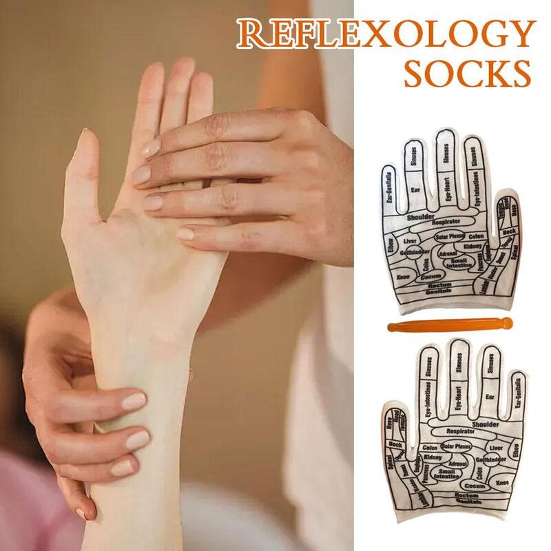 Guanti riflessologia della mano strumenti per digitopressione dei punti di agopuntura piedi punti di agopuntura riutilizzabili calzini Spa dolore massaggio alleviare le mani del punto S L8F7