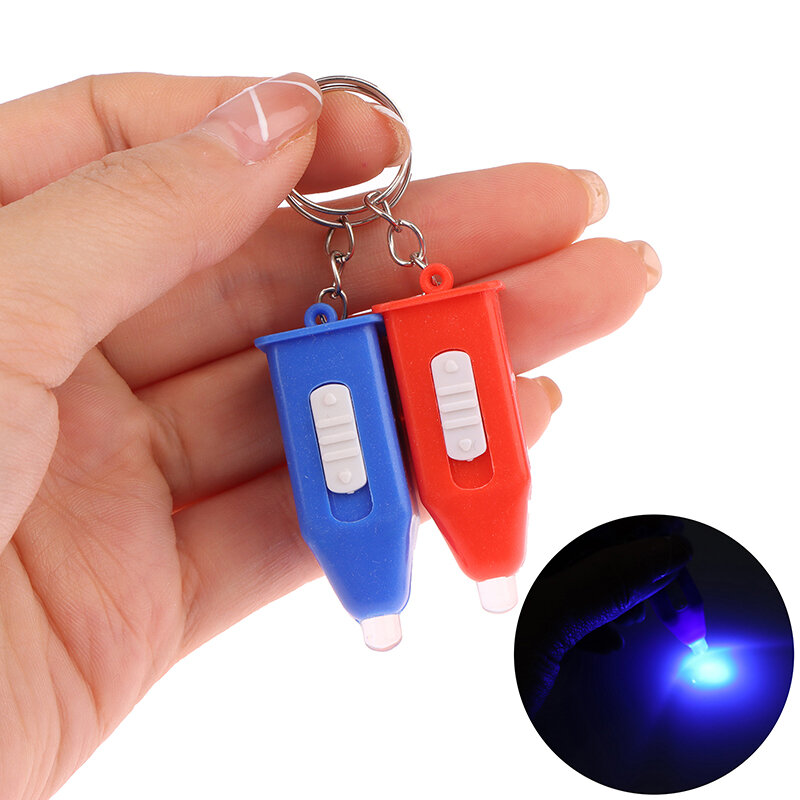 LLavero de luz LED para exteriores, minilinterna de plástico ultravioleta, colgante pequeño, fácil de llevar, 1 piezas