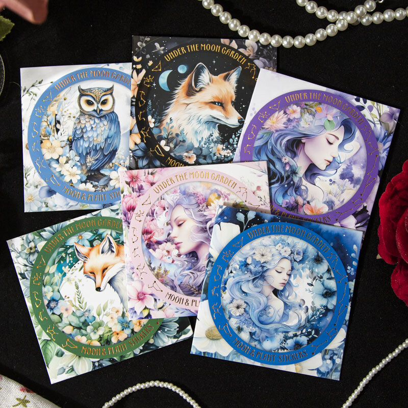 Marcadores de la serie Moonlight Garden, decoración de álbum de fotos, pegatina para mascotas, 12 paquetes por lote