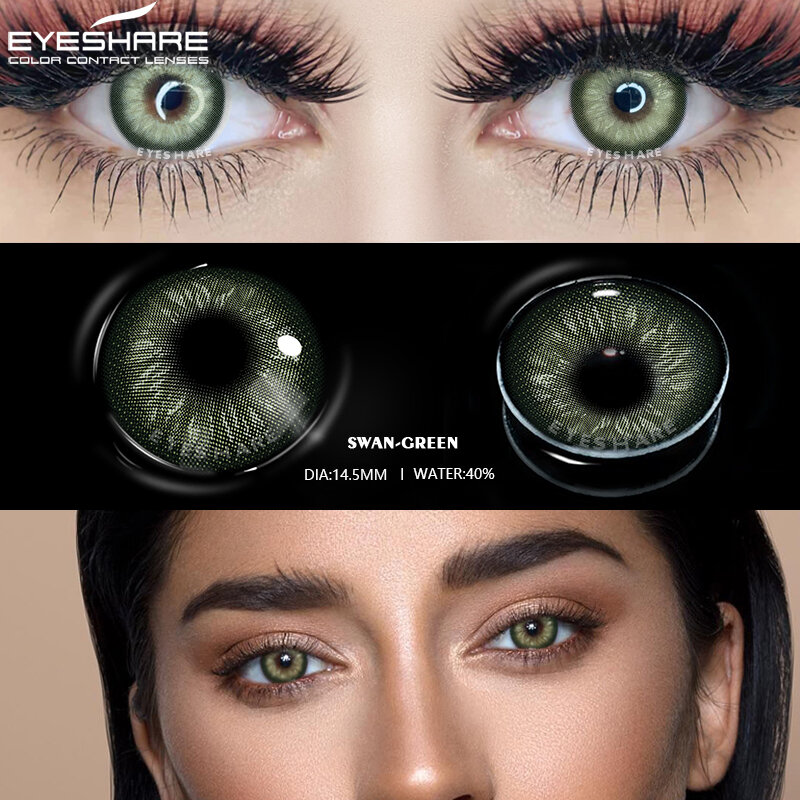 EYESHARE 2 stücke Natürliche Farbige Kontaktlinsen für Augen Grau Farbige Objektiv Augen Schöne Schüler Jährlich Make-Up Grün Auge Kontakte objektiv