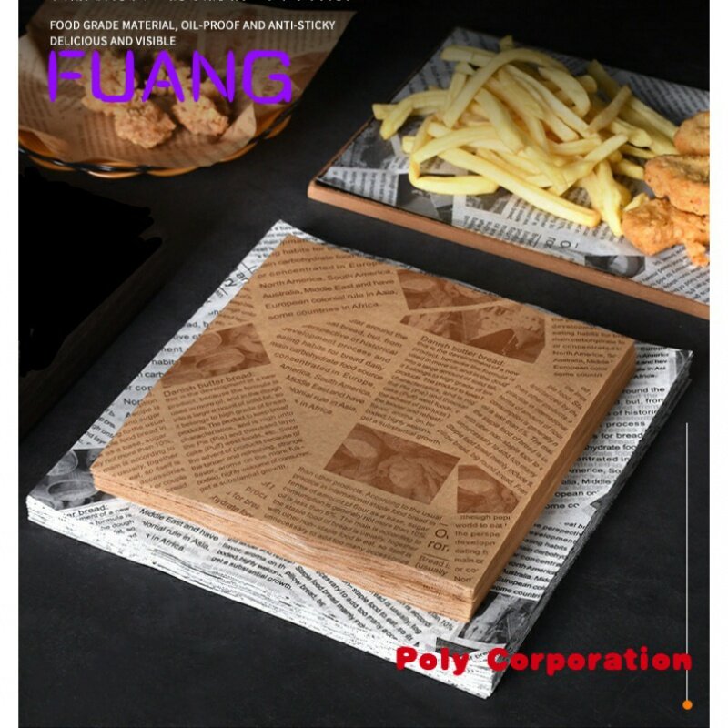 Logotipo personalizado impresso PE revestido Deli Carne Hamburger Frie Burger Sandwich Wrap Wax Sheets Food Embrulho Greaseproof Paper, papel de cera