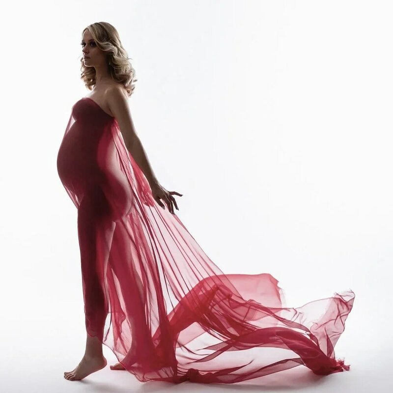 Miękka tkanina szyfonowa fotografia ciążowa rekwizyty sukienka Studio akcesoria myśliwskie przeźroczysty tiul prosta tkanina modelująca