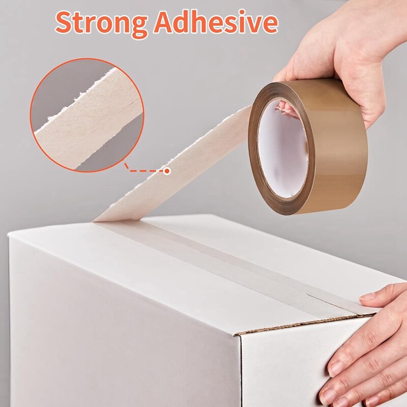 6 Rolls Brown Packing Tape With Dispenser As Shown 1.88 Inches Wide 60 Yards Per Roll Heavy Duty Packaging Tape Refills