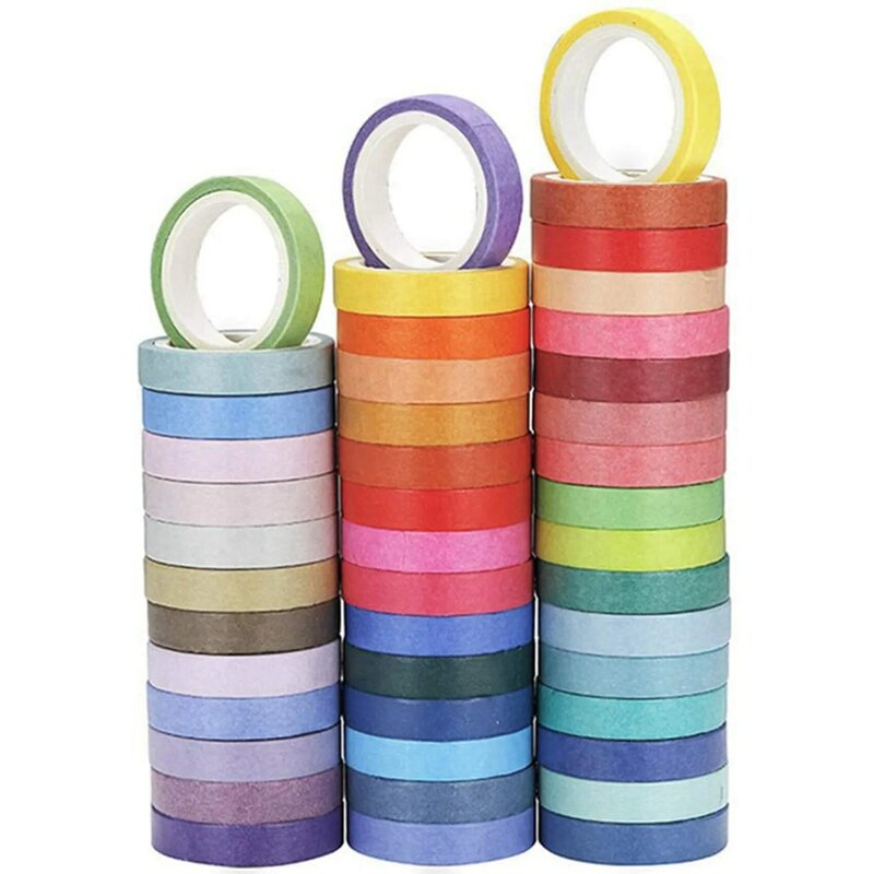 120 Pcs Basic Solid Color Washi Tape Rainbow Masking Tape Decorative Adhesive Tape Sticker Scrapbook Diary Stationery