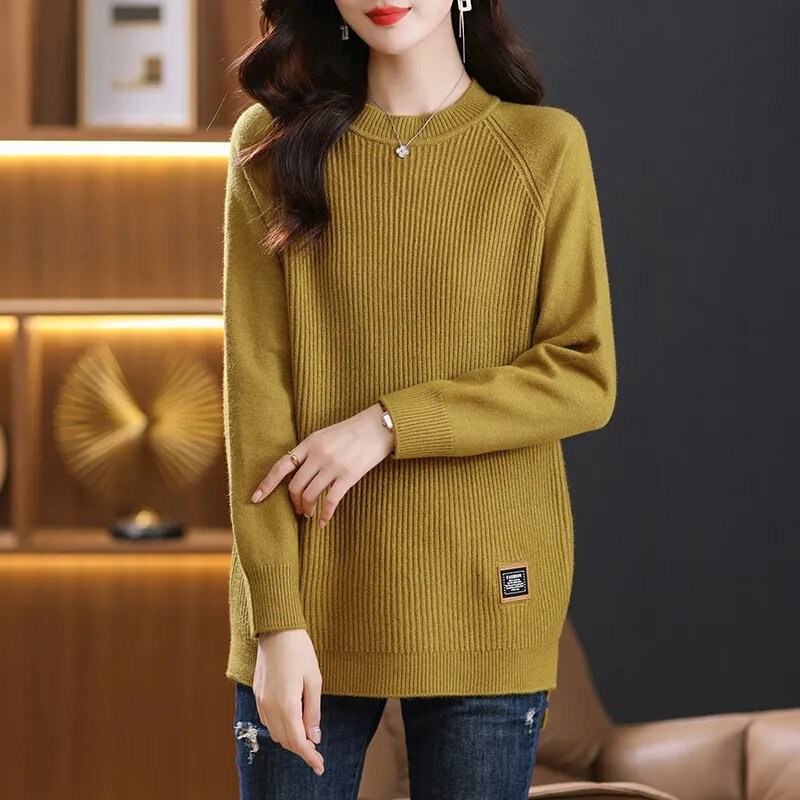 Fashion rajut wanita 2024 baru longgar Pullover Sweater wanita Korea ukuran besar 5XL musim gugur/musim dingin gaya Panjang kemeja dasar atasan pasang