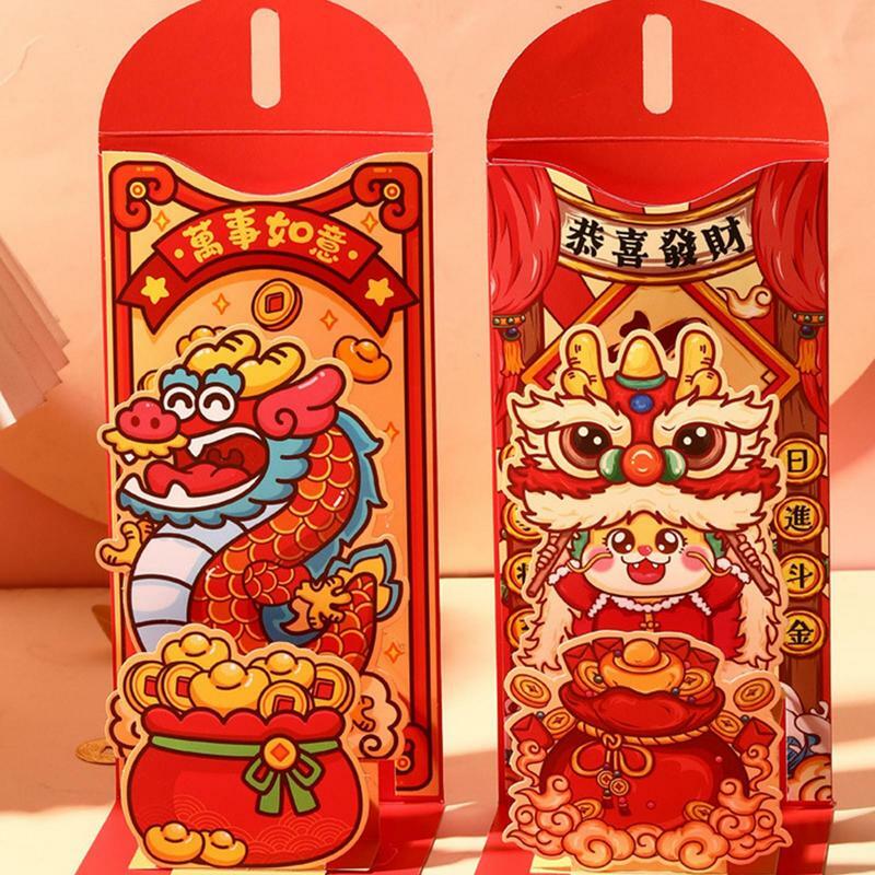 Sobres rojos de Año Nuevo Chino 2024, paquete rojo de dragón chino, Festival de Primavera, paquete de dinero de la suerte, regalo para niños