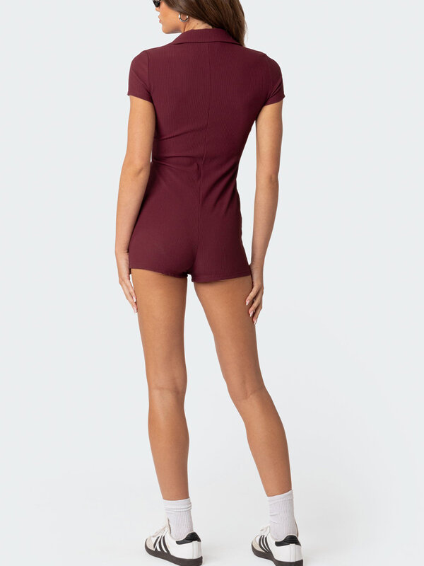 Kurze Overalls für Frauen Sommer einfarbige Kurzarm Einreiher Spiel anzug mit Knöpfen y2k Stram pler Streetwear