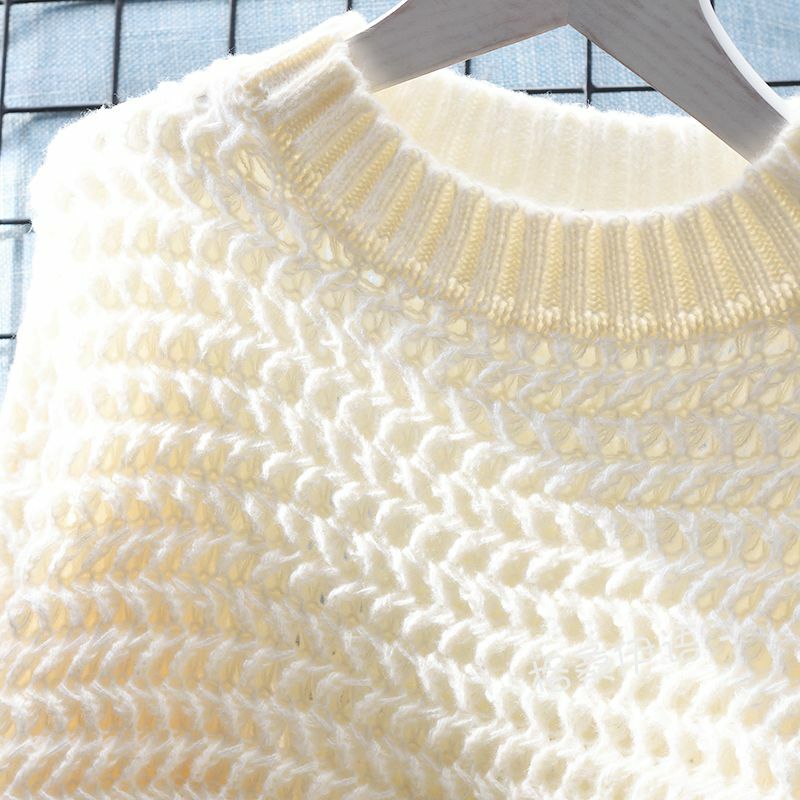 Pullover crop kerah bulat benang tebal wanita, atasan Sweater ketan lembut pakaian luar gaya Barat Jepang longgar baru