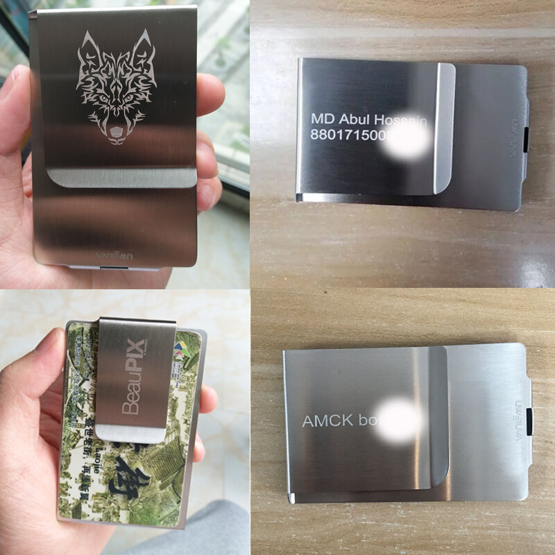 Fermasoldi in acciaio inossidabile portafoglio sottile fermasoldi per uomo porta carte di credito porta carte di credito portafoglio donna personalizzabile