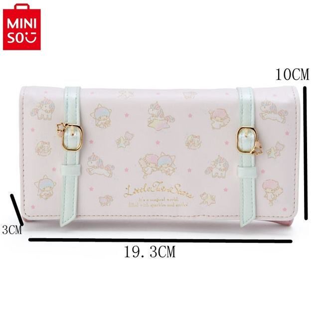 Длинный кошелек MINISO Sanrio, Hello Kitty Kuromi с двойной звездой, модный вместительный переносной кошелек для студентов