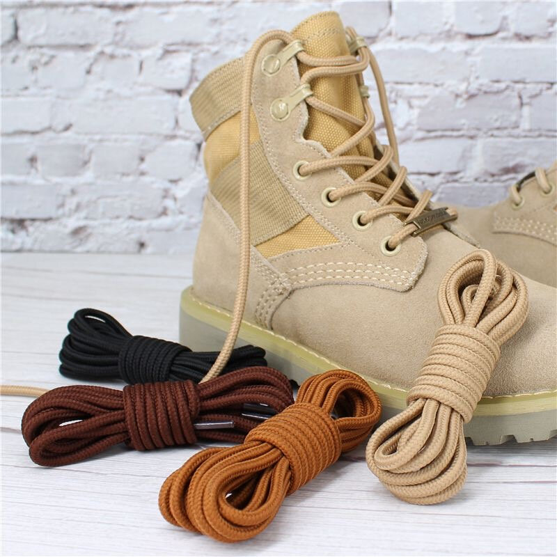 2pcs/ Pair Round Solid Polyester Black Brown Shoelaces For Marten Boot Women Men Outdoor Hiking Boots Sports Shoes Lace Strings