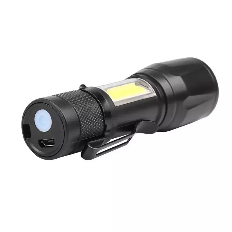 Torcia portatile LED + COB MINI torcia da pesca Zoomable Focus Light lampada tattica ricaricabile lanterna di emergenza da campeggio/escursionismo
