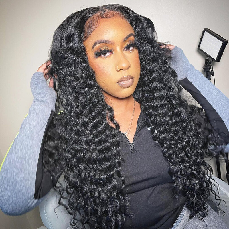 30inches Water Wave Curly 13x6 Lace Front Wigs 360 Lace Frontal Wig Transparent HD Brazillian Deep Wave Curly Human Hair Wig