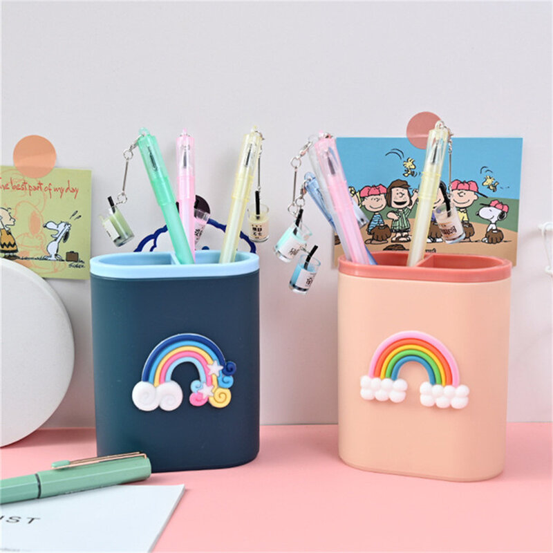 Cute Cartoon Multifunctional Pen Holder Cosmetic Brush Organiser Storage Case Student Stationery Desktop Organiser Storage Box