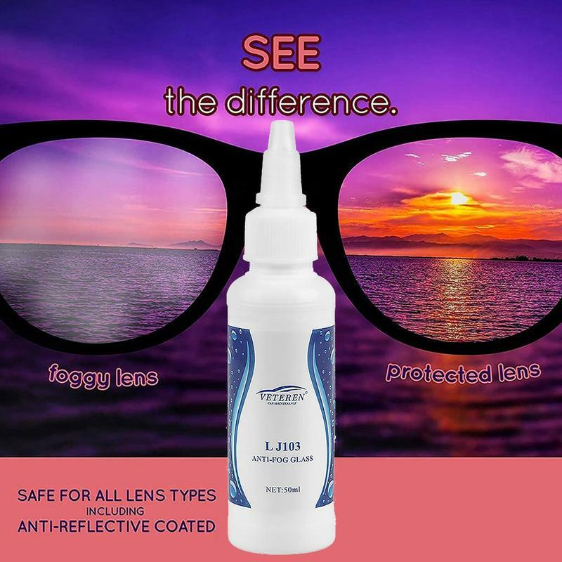Anti-Fog Eyeglass Spray, Lens Cleaner, Auto Car Windscreen Goggles, Long Lasting Defogger, Anti-Fog Agent, Glass Lens Cleaner, 50ml