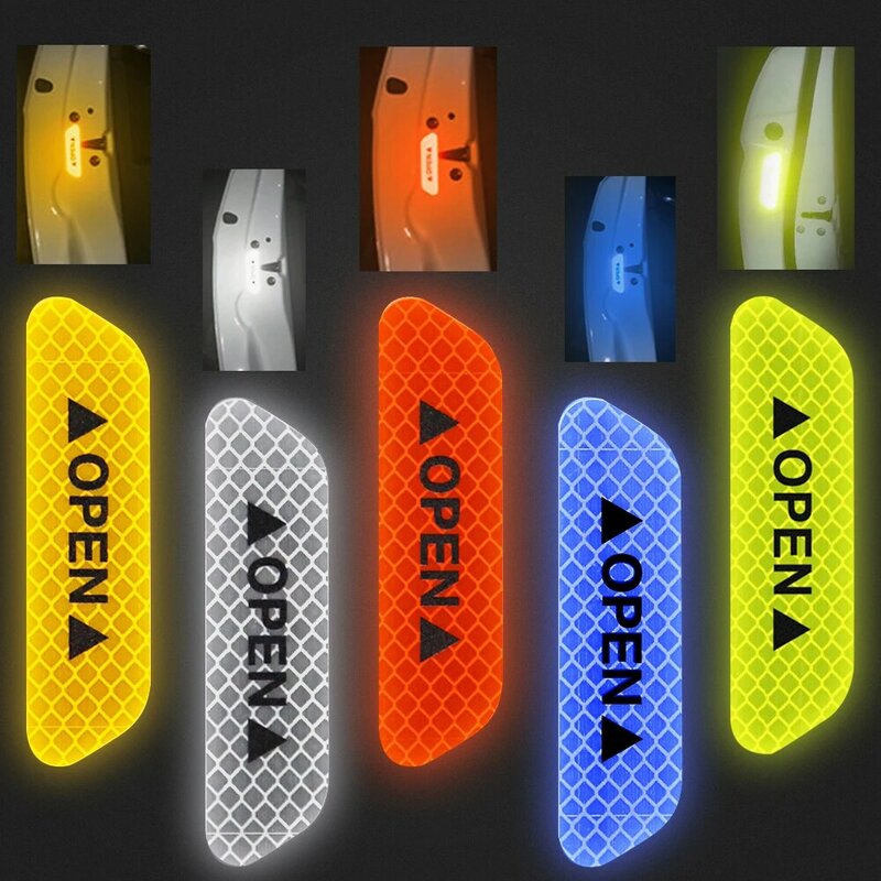4pcs Hot Sale Personality Car Stickers Body Reflective Safety Stickers Reflective Safety Warning Conspicuity Tape Film Sticker