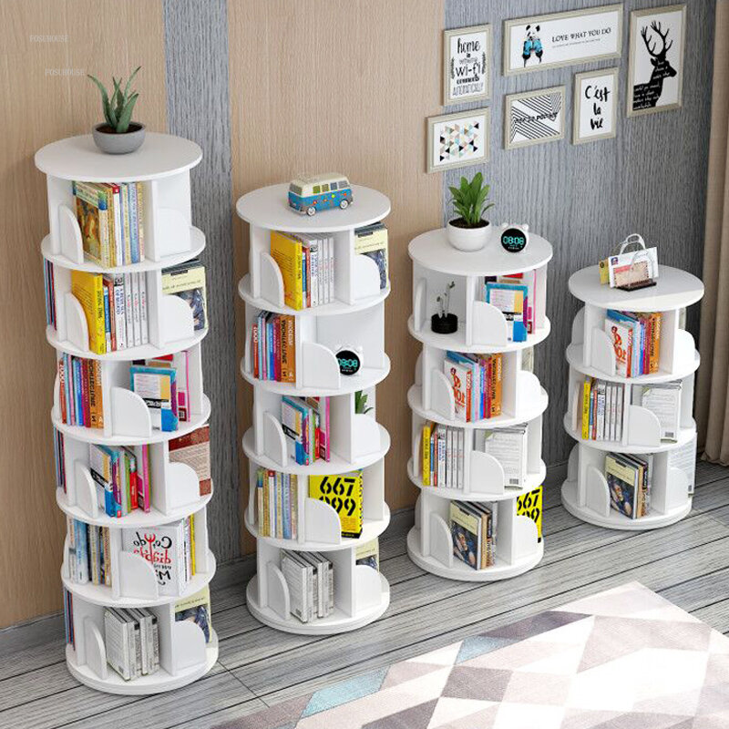Rotativa estantes para crianças landing 360 graus simples prateleiras de armazenamento para crianças mobiliário doméstico moderno estudante estante