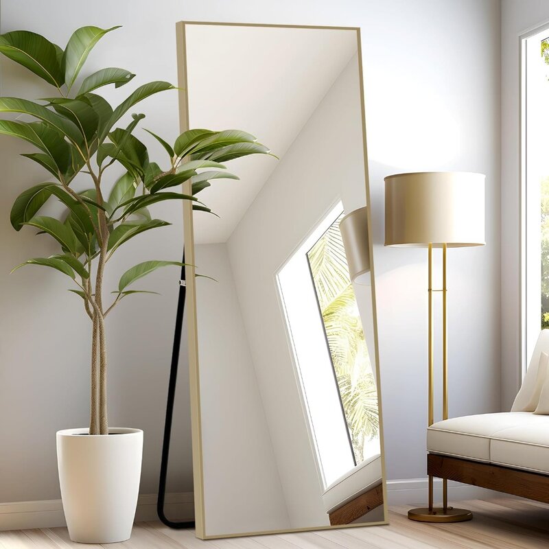 Espelho LED de grande comprimento total para o quarto, espelho de parede, corpo livre, mobília da sala de estar, vestir o chão, casa