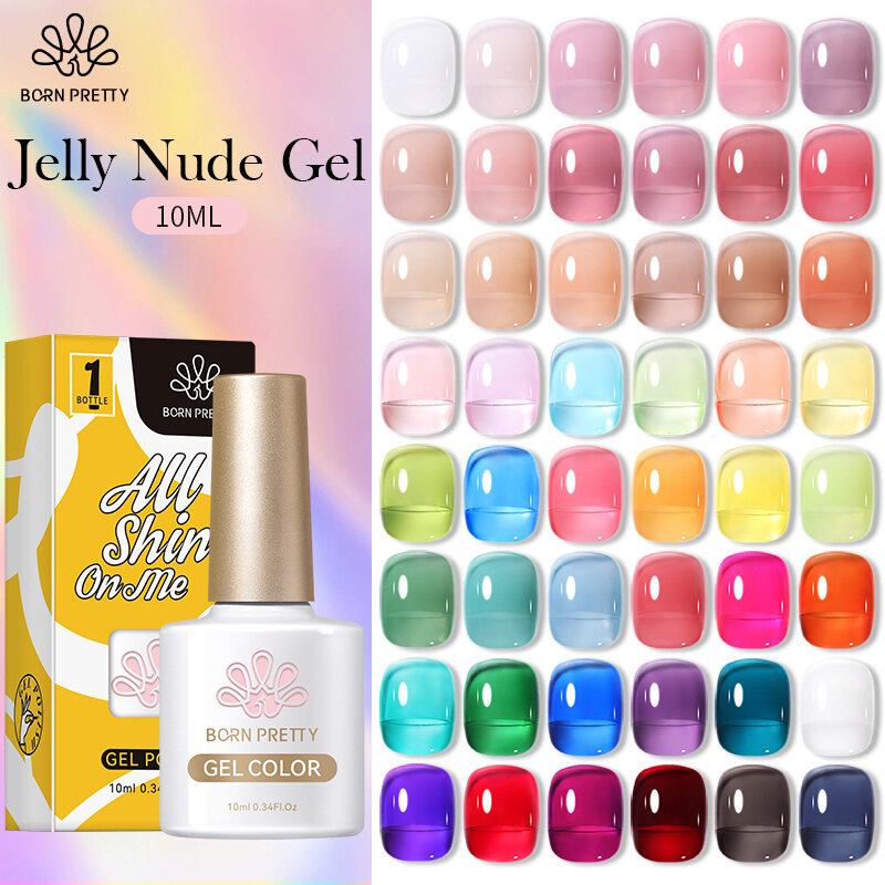 BORN PRETTY 10ml Jelly Nude Gel Nail Polish 50 colori Semi trasparente Summer Nails Camouflage Soak off UV LED Nail Gel vernice