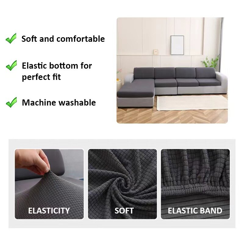 Sarung Sofa elastis tebal warna polos 1 buah, pelindung Sofa ruang tamu, bisa dicuci, sarung bantal kursi