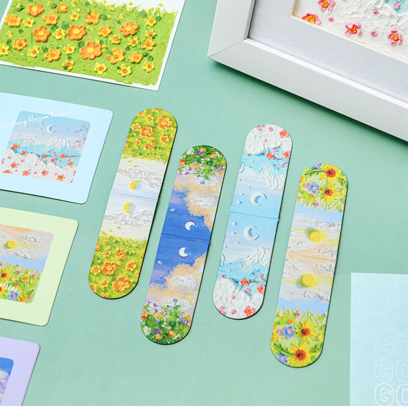 Oil Painting Flower Cloud Landscape Magnet Bookmark For Pages Books Readers Stationery School Office Supply Book Page Clip Gift