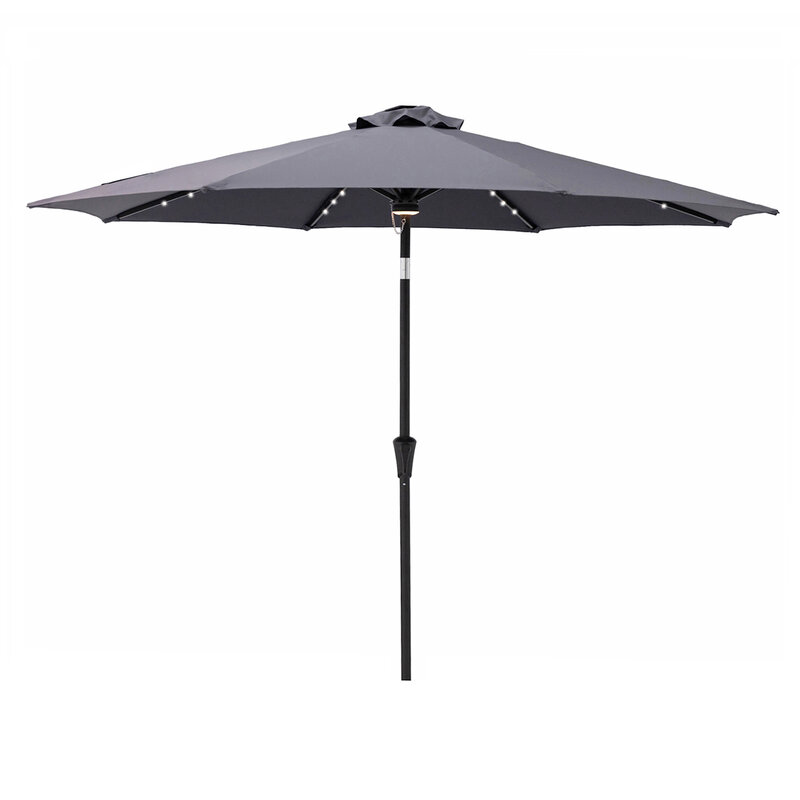 9 Ft Outdoor Patio Markt Tafel Paraplu Met Solar Led Verlichting En Tilt
