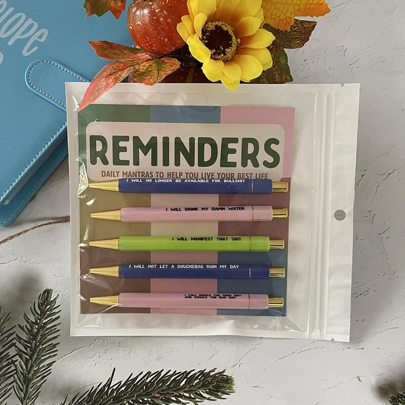 Reminder Daily Mantra Pens MAMA Pens Funny Weekly Pens Fine Point Smooth Writing Pens 2Set