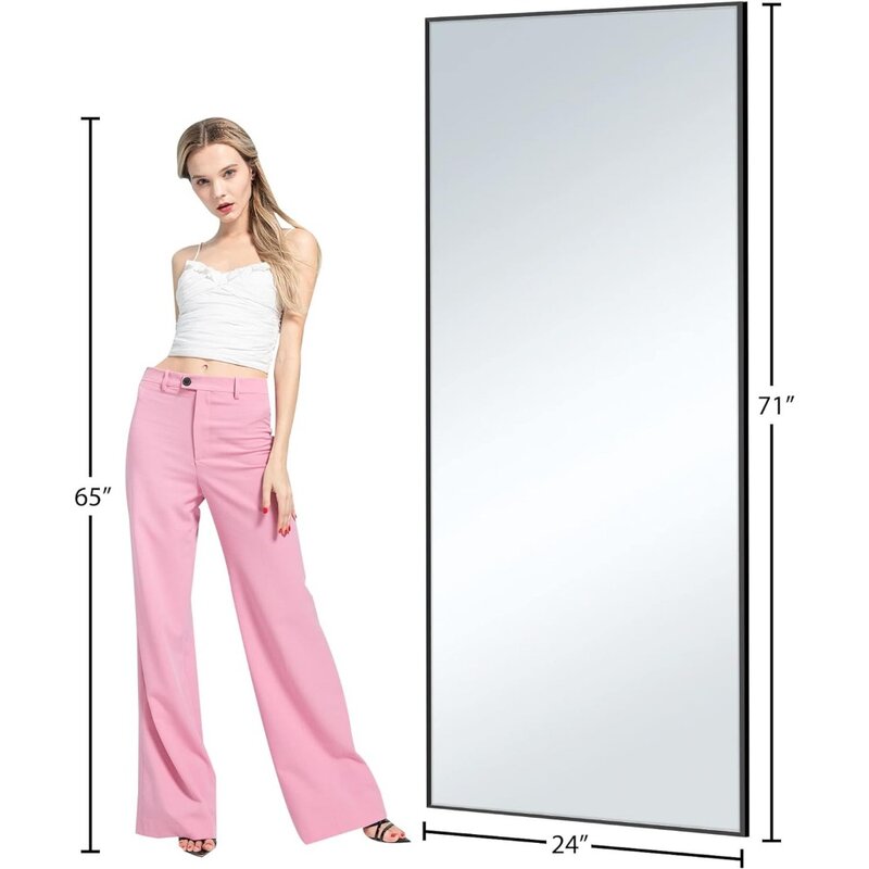 Full Length Mirror Oversized Floor with Stand Full Body or Leaning Wall Dressing Mirrors for Living Room Aluminum Alloy Frame