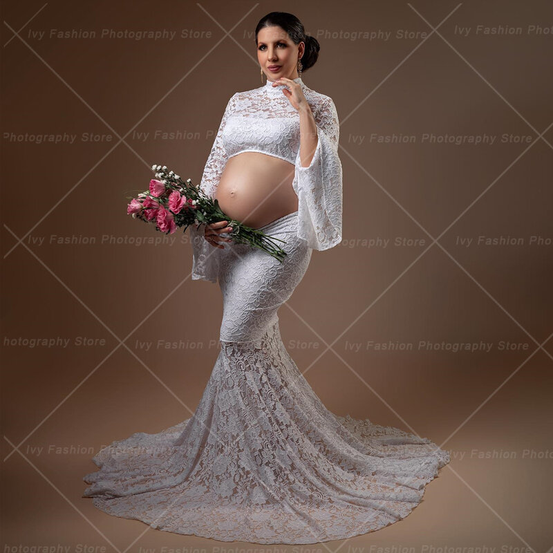 Umstands kleider für schwangere Frauen sexy hohle Spitze kurzes Top großes Swing-Kleid Schwangerschaft Foto Shooting Kleid