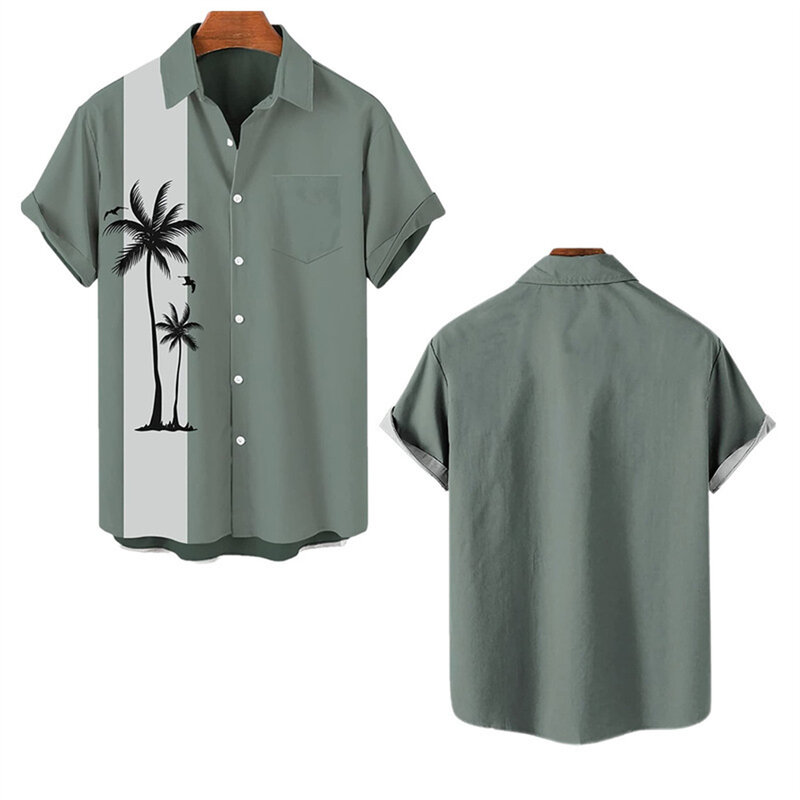 Verão novo tamanho grande masculina casual moda 3d impressão digital camisa de manga curta