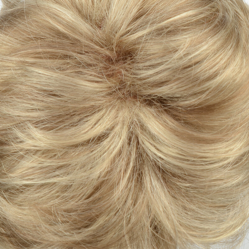 Peruka z krótkich prostych włosów dla kobiet do codziennego użytku złote włosy mieszanka ciemny odrost naturalne włosy lekkich i oddychających peruka syntetyczna dla seniorów