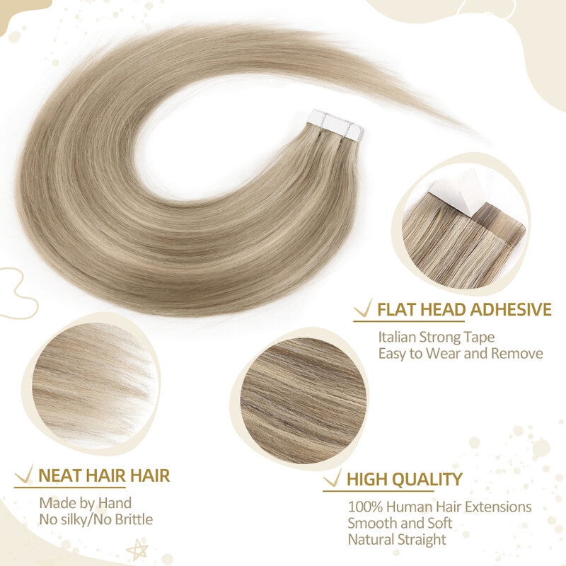 ZURIA лента в человеческих волосах удлинение 100% реальные длинные парики натуральные прямые невидимые клейкие шиньоны для женщин