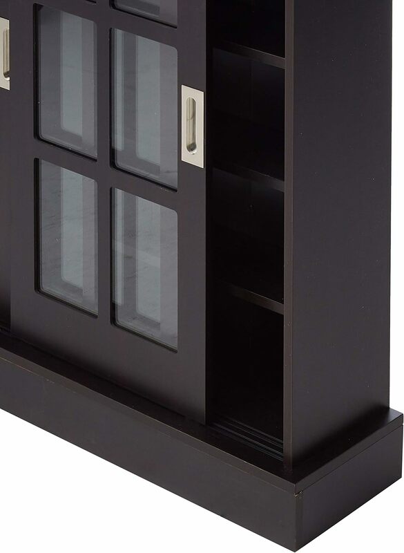 Windowpane Media/Storage Cabinet - Tempered Glass Pane Sliding Doors, Stores Optical Media Like CD/DVD/BD/Game Discs