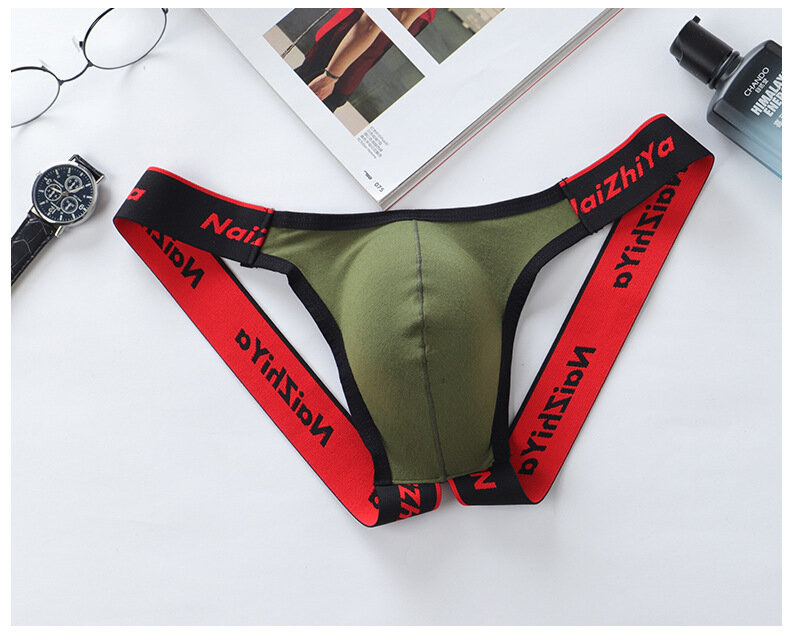 New Men's Sexy Breathable Thongs Low Waist U Convex Underwear Underpants Men's G-String Underwear T-Back Bikini Briefs