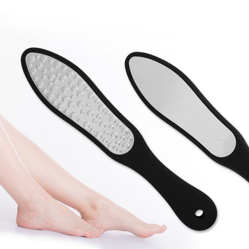 2022 venda quente pé raspas de aço inoxidável duplo-face removedor de raspa de pele morta calcanhar ralador pedicure esfrega manicure unhas ferramentas