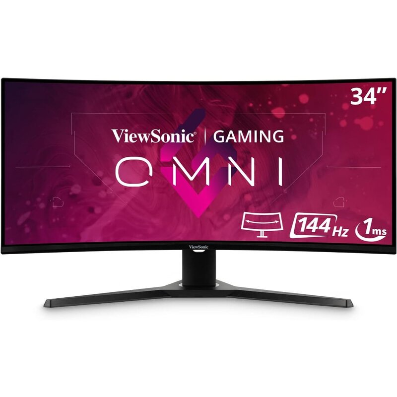 OMNI VX3418-2KPC 34 Inch Ultrawide Curved 1440p 1ms 144Hz Gaming Monitor with Adaptive Sync, Eye Care, HDMI
