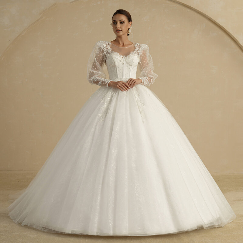 Elegant Bohemia Women Wedding Dresses Glitter Tulle A-Line Bridal Gowns Mopping Length Flower Princess Vestidos De Novias 2024
