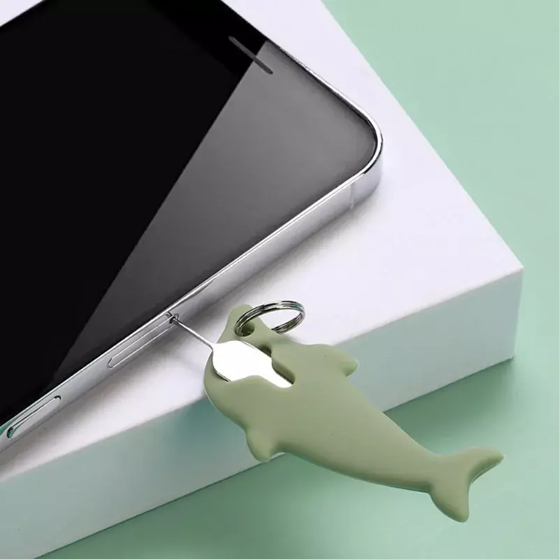 2 w 1 odporny na straty wyrzut karty SIM kształt delfina otwieracz z otwartą igłą do telefonu komórkowego Ejecter narzędzie breloczek wiszący