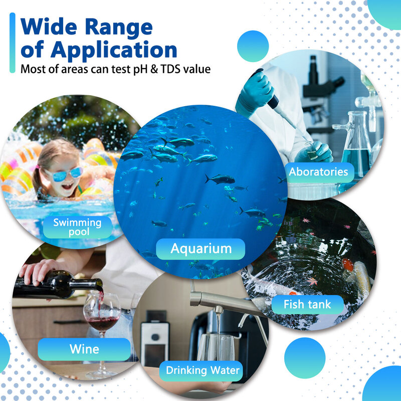 5 في 1 TDS/EC/PH/ملوحة/مقياس الحرارة الرقمية مراقبة نوعية المياه تستر لحمامات السباحة ، مياه الشرب ، أحواض السمك
