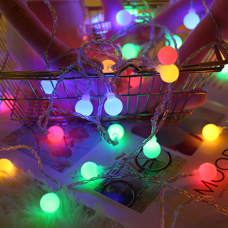 20/40/80 LED Christmas Garland String Lights alimentato a batteria Globe Ball Fairy Lights per Xmas Tree Party Wedding capodanno Decor