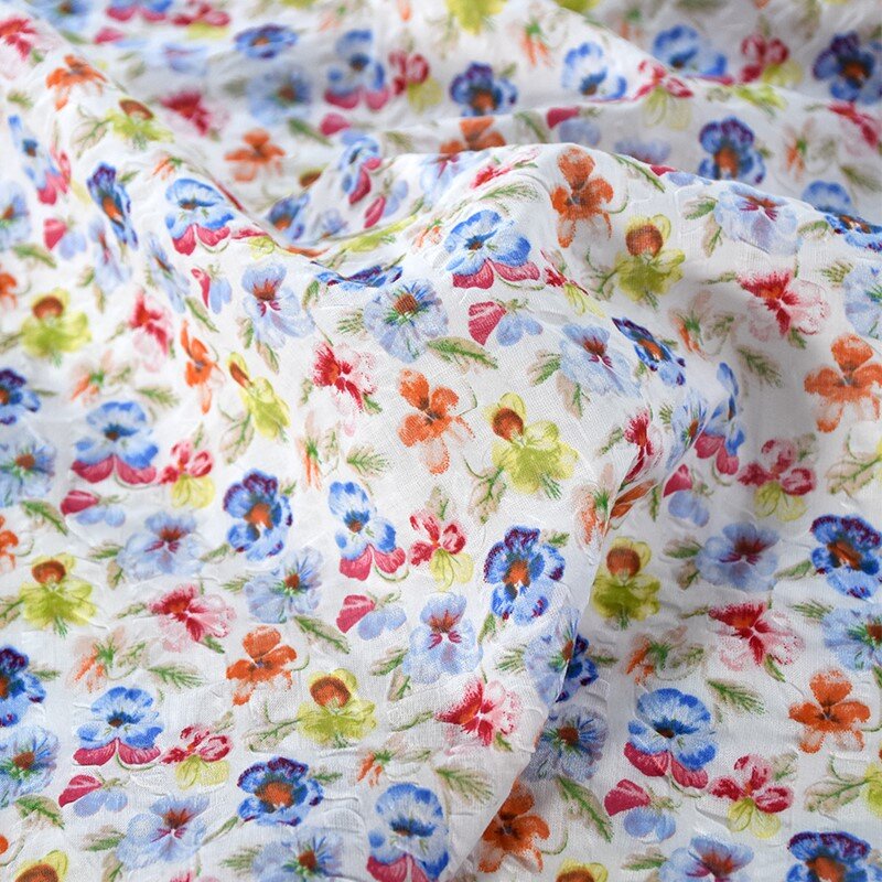 Cotton 80 Pieces Floral Fabric Salt Shrink Bubble Craft Dress Shirt Children's Clothing