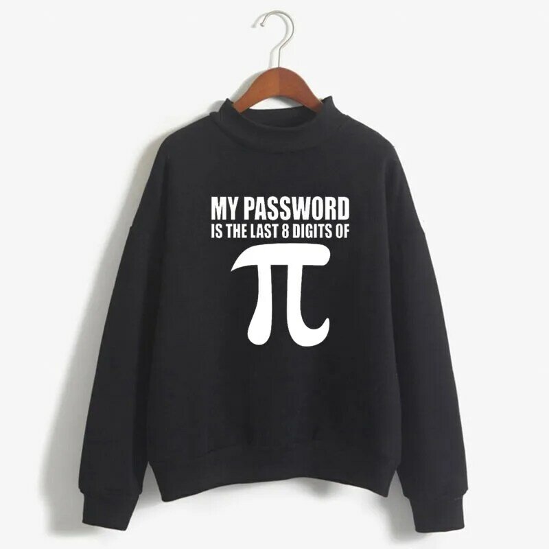 My Password Is The Last 8 Digits of pi Print Woman Sweatshirts Sweet O-neck Knitted Pullovers Autumn Candy Color Women Clothing