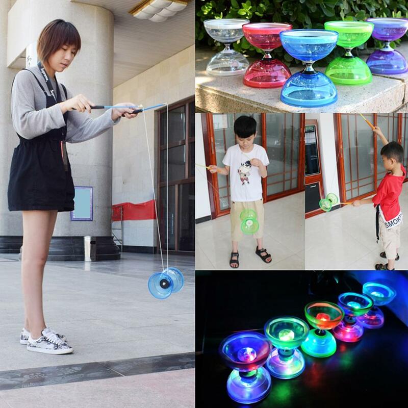 الثلاثي تحمل ديابولو LED أضواء الصينية يويو لعب للأطفال
