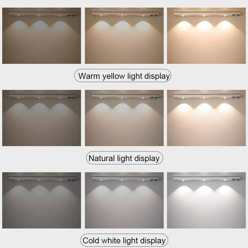 Xiaomi Night Lamp With Motion Sensor USB Rechargeable 80CM Wireless LED 3 Colors For Bedroom Kitchen Cabinet Toilet Back Light