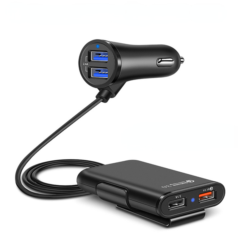 36W Quick Charge 3,0 USB Auto Ladegerät Verlängerung Kabel Auto Usb Ladegerät Passagier Auto Hinten Ladegerät