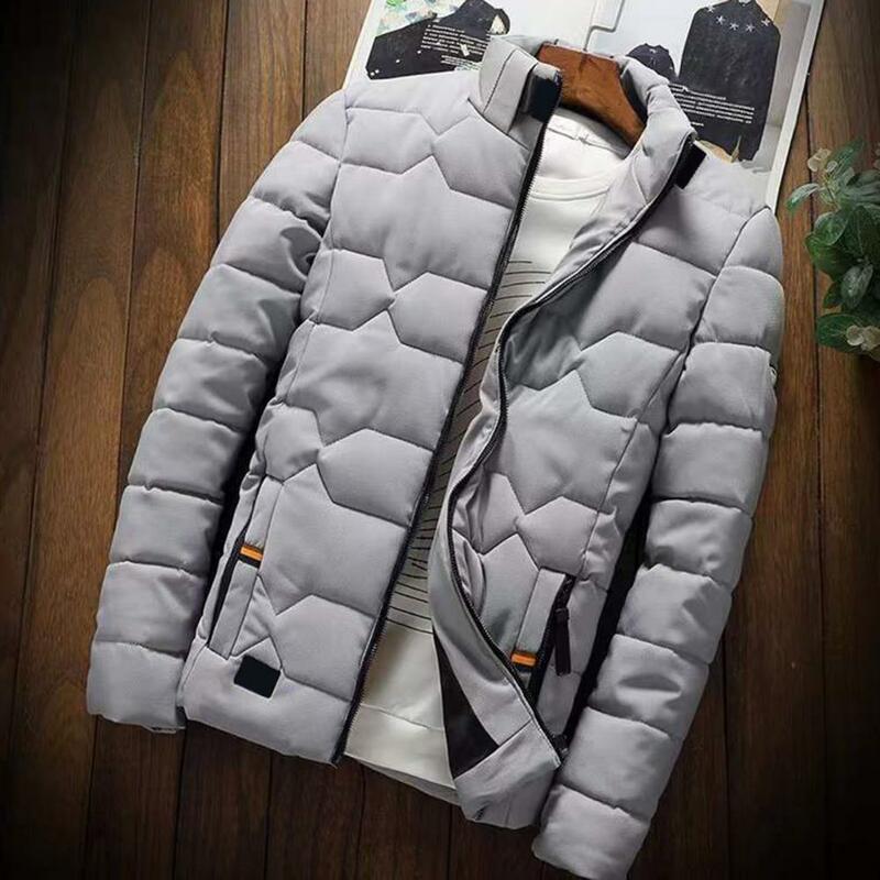 Men Parka Slim Fit Outwear Autumn Winter with Pockets Zipper Closure Stand Collar Thick Waterproof WarmCoat erkek mont