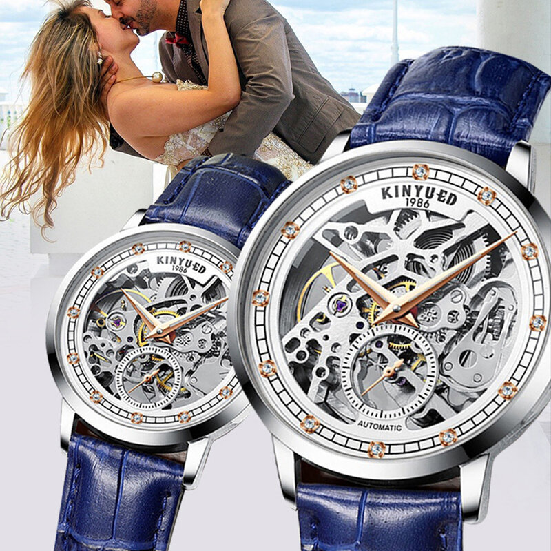 New Relogio Tourbillon Skeleton Watch for Men Automatic Mens Watches W/ Diamond Mechanical Wristwatch Women Fashion Female Clock