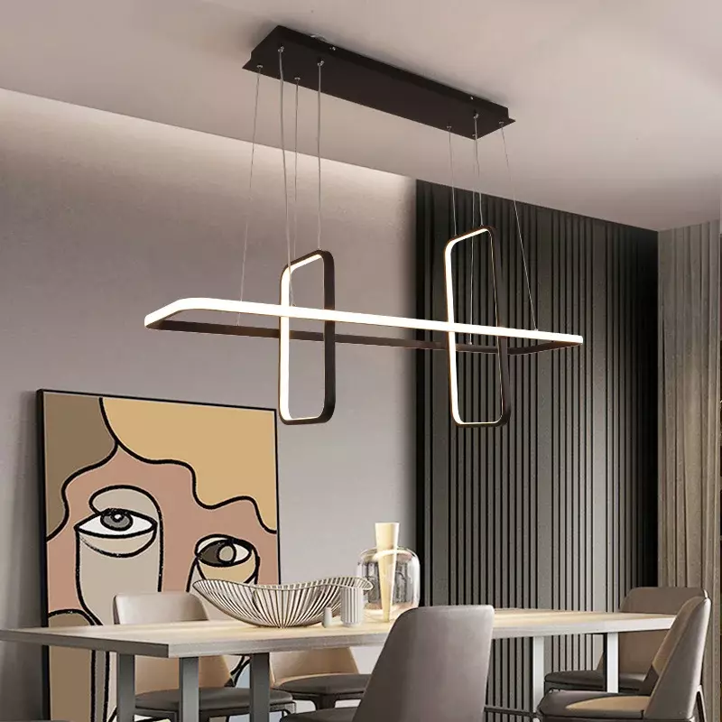Nordic Modern Matte Black/Gold/White Aluminum Chandeliers Dining Rooms Bedrooms Hanging Chandeliers Lighting Fixtures