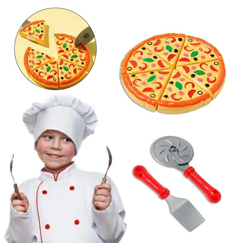 HUYU Kids Kitchen Pizza Cutting Playset Brinquedo Cortador Pizza Roda