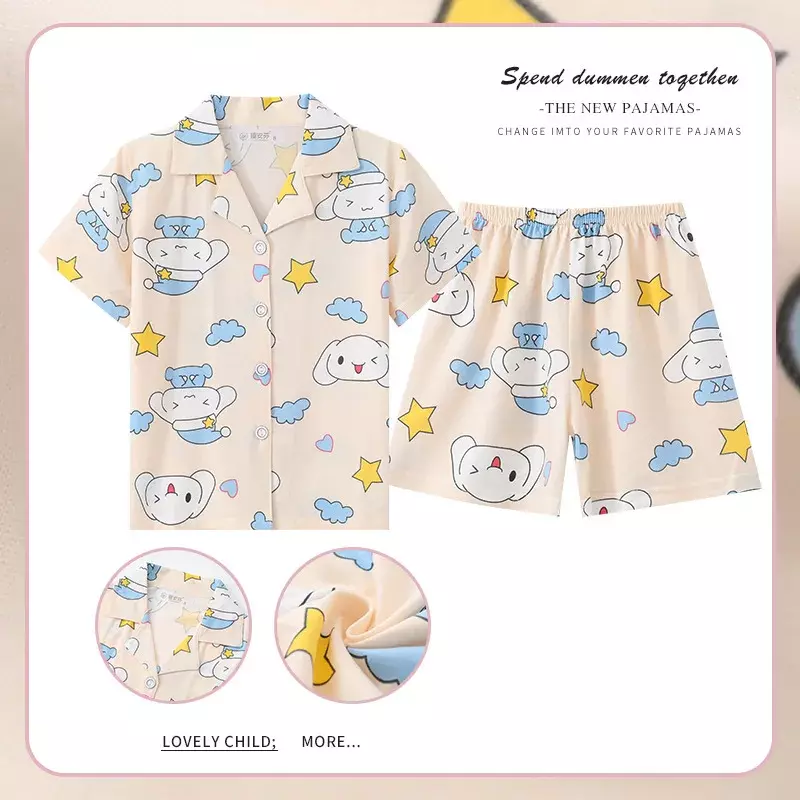 子供のためのアニメのパジャマセット,半袖,ナイトウェア,女の子と男の子のためのサマーギフト